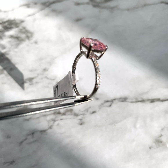 925 Pink Sapphire Solitaire CZ Ring - Picture 3 of 4